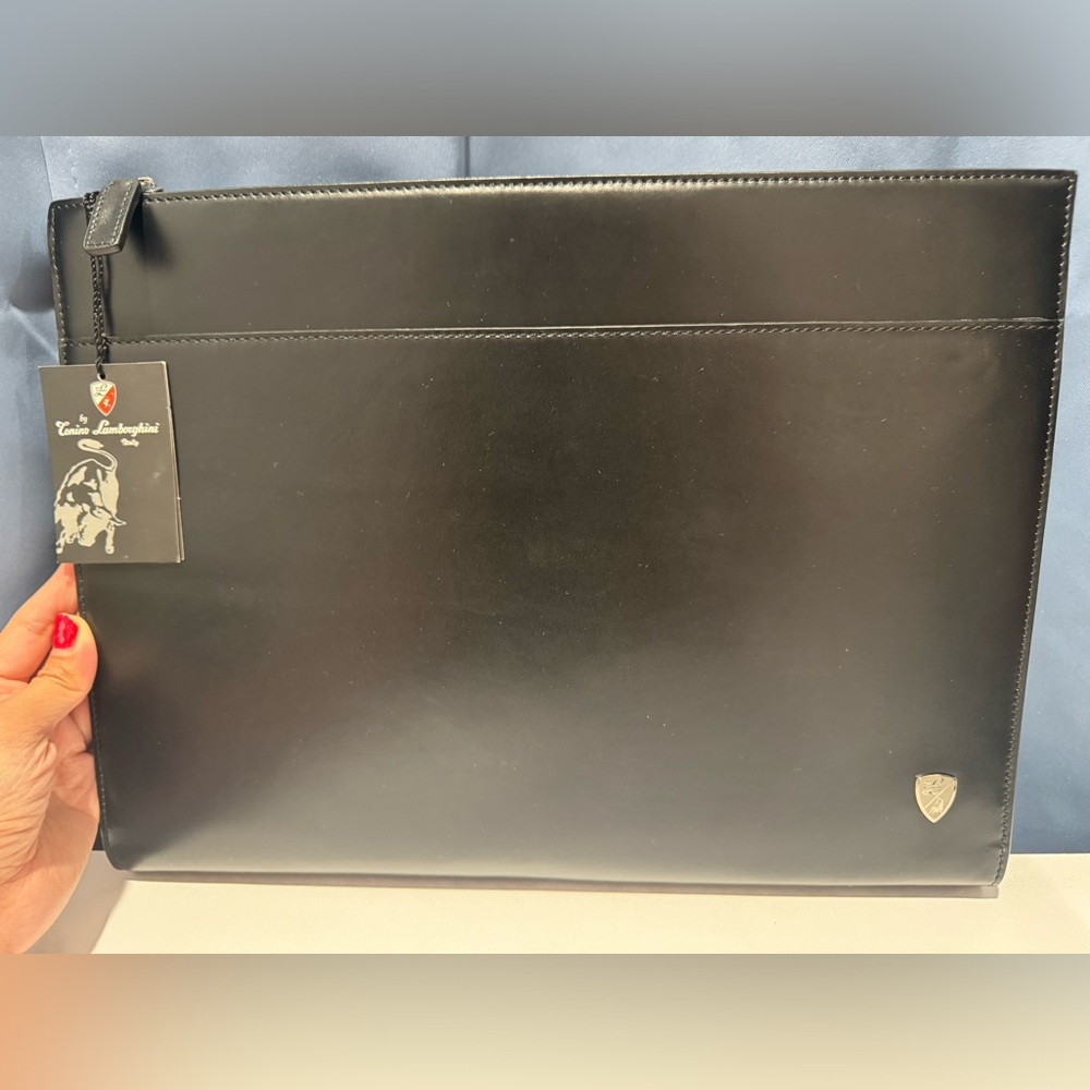 Tonino Lamborghini Designer Black Leather Portfolio